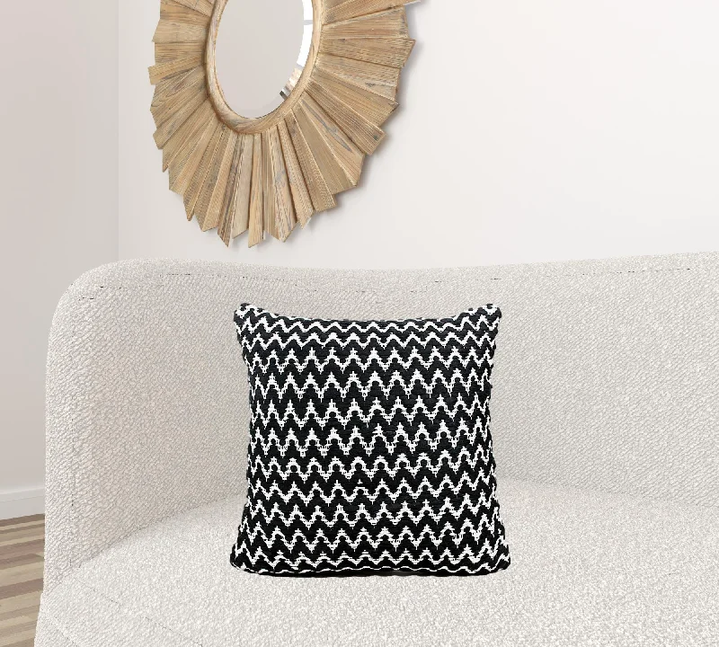 Back Support Pillows for Office Chairs20" X 20" Black And White Polyester Chevron Zippered Pillow