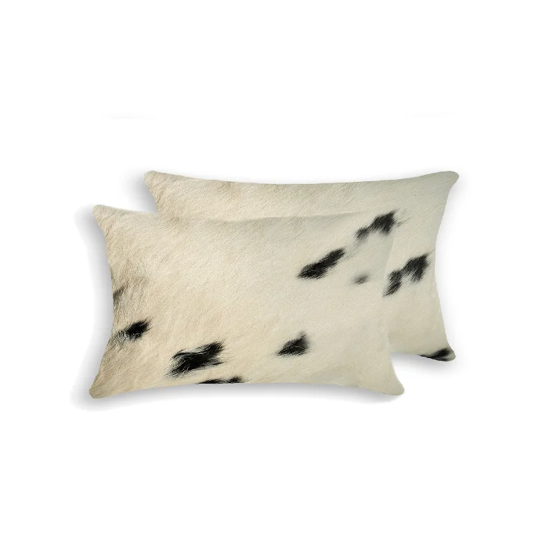 Velvet Pillows for a Touch of Elegance12" X 20" X 5" White And Black Cowhide  Pillow 2 Pack