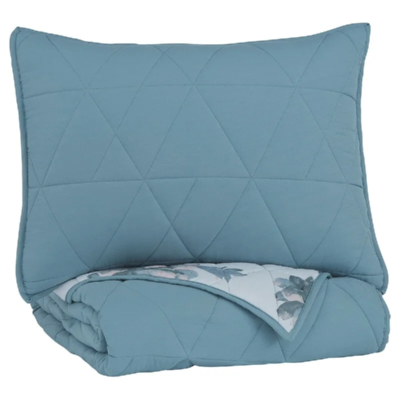 Duck down comforters with a softer feel and good warmth retention2 Piece Twin Comforter Set, Geometric Stitching, Blue