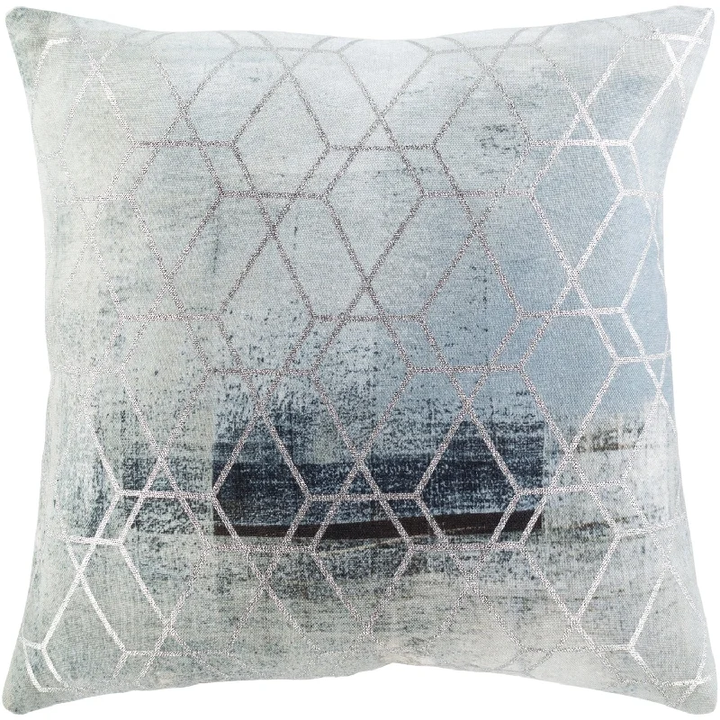 Kids Pillows with Fun DesignsBalliano Woven Square Pillow Sea Foam, White, Aqua, Navy, Dark Brown, Metallic - Silver Kids Pillows with Fun DesignsBalliano Woven Square Pillow Sea Foam, White, Aqua, Navy, Dark Brown, Metallic - Silver