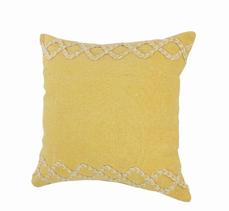 Square Pillows for Modern Home Decor20" X 20" Yellow and White Braided Cotton Zippered Pillow Square Pillows for Modern Home Decor20" X 20" Yellow and White Braided Cotton Zippered Pillow