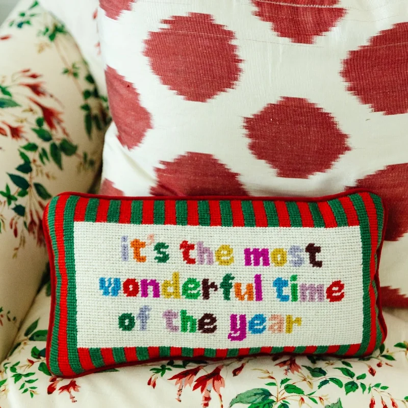 Travel Pillows for Long JourneysMost Wonderful Time Needlepoint Pillow
