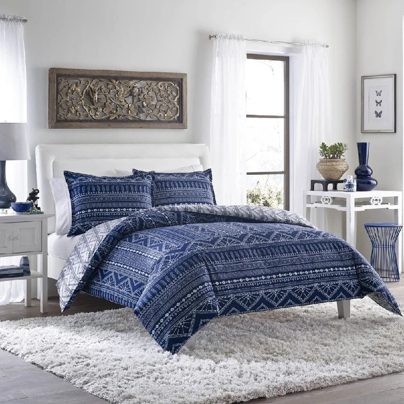 Bamboo - fiber - filled comforters with antibacterial and breathable qualitiesPoppy and Fritz Pippa Indigo Tribal Print 3-Piece Cotton Comforter Set