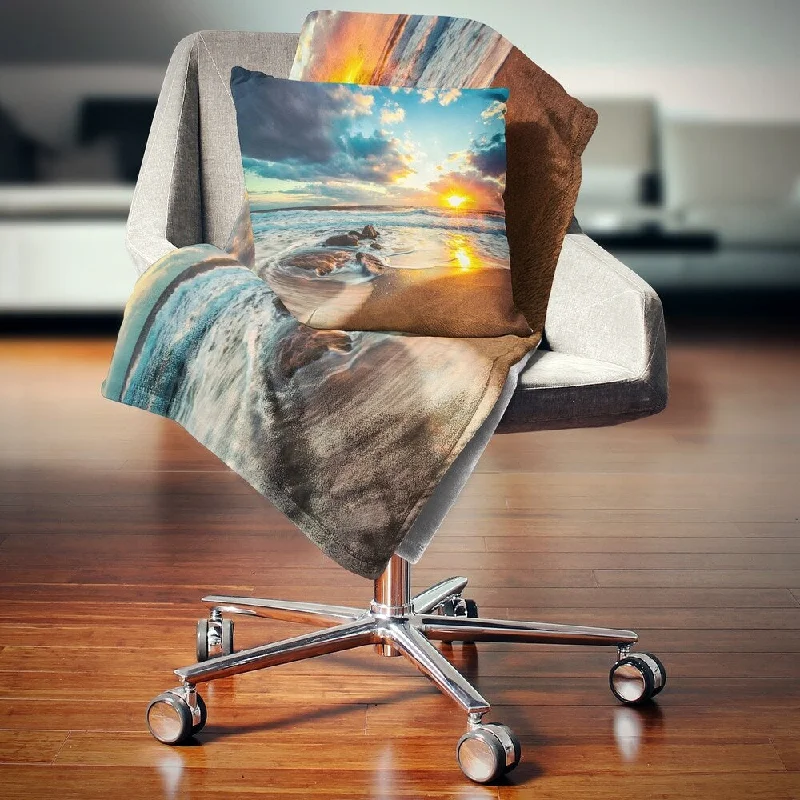 Synthetic fiber blend blankets for a budget - friendly choiceDesignart 'Beautiful Cloudscape over the Sea' Modern Beach Throw Blanket Synthetic fiber blend blankets for a budget - friendly choiceDesignart 'Beautiful Cloudscape over the Sea' Modern Beach Throw Blanket