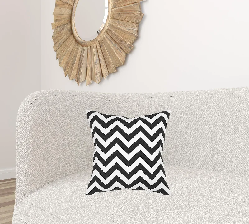 Round Pillows for Boho-Style InteriorsBlack Ivory Chevron Down Filled Throw Pillow