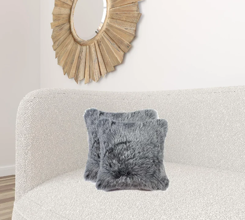 Orthopedic Pillows for Back Pain Relief18" X 18" X 5" Gray Sheepskin  Pillow 2 Pack