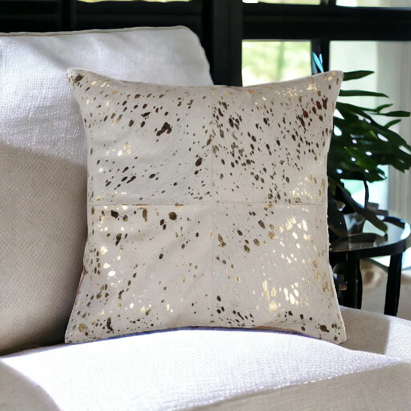 Silk Pillows for Smooth Skin and Hair18" Natural & Gold Cowhide Throw Pillow