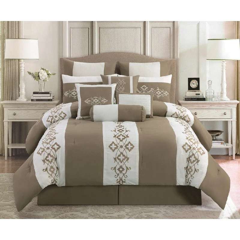 Latex - filled comforters with a bouncy texture and good supportViola 10-piece Embroidered Comforter Set