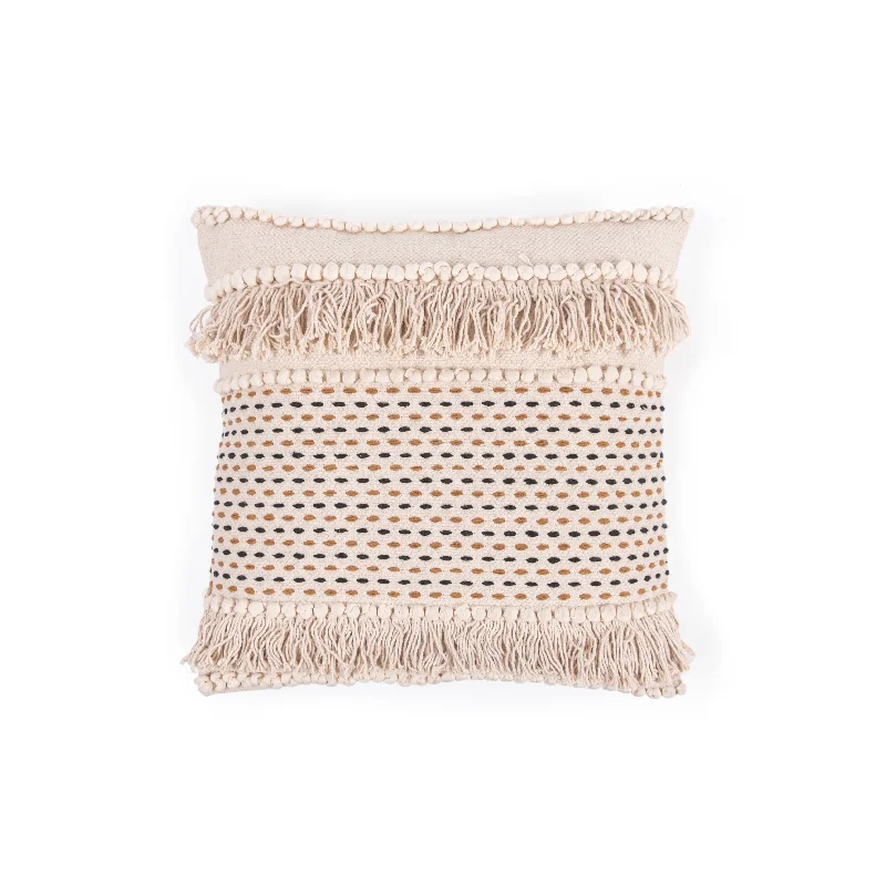 Cooling Pillows for Hot Sleepers***Cream Woven Pillow with Fringe and Black/Brown Stitching - 24"x24" Cooling Pillows for Hot Sleepers***Cream Woven Pillow with Fringe and Black/Brown Stitching - 24"x24"