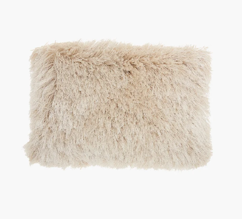 Square Pillows for Modern Home DecorBeige Shag Pillow 14 x 20