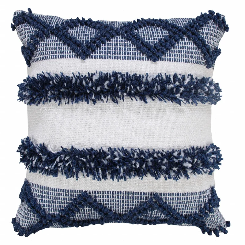 Cotton Pillows for Natural Comfort20" X 20" Navy Blue And White Polyester Coastal Zippered Pillow Cotton Pillows for Natural Comfort20" X 20" Navy Blue And White Polyester Coastal Zippered Pillow