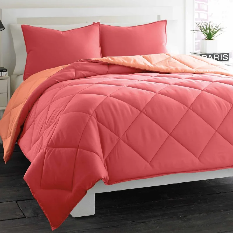 Down - filled comforters for supreme warmth and lightnessCity Scene Coral Reversible 3-piece Comforter Set