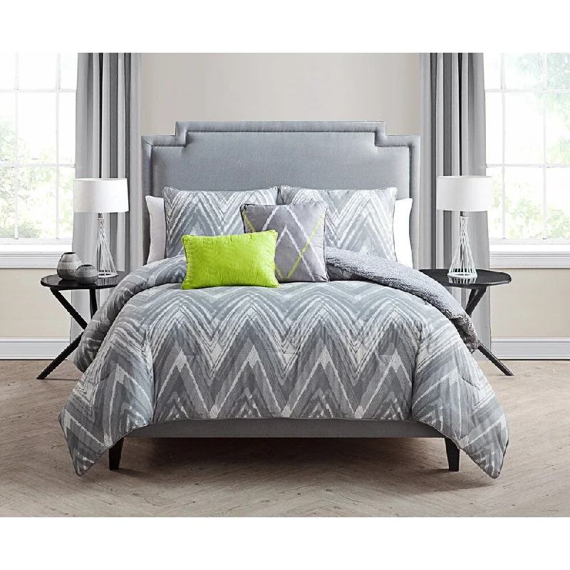 Queen - size comforters for standard queen - sized mattressesVCNY Malina Reversible Grey Comforter Set