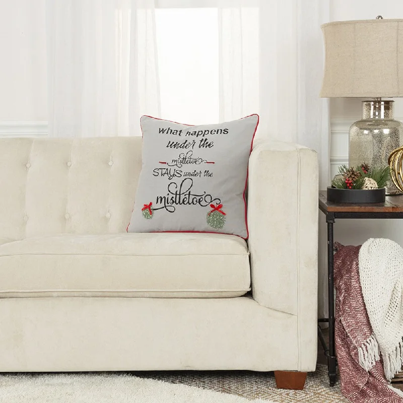 Down Alternative Pillows for Ethical ChoicesGray What Happens Under the Mistletoe Throw Pillow