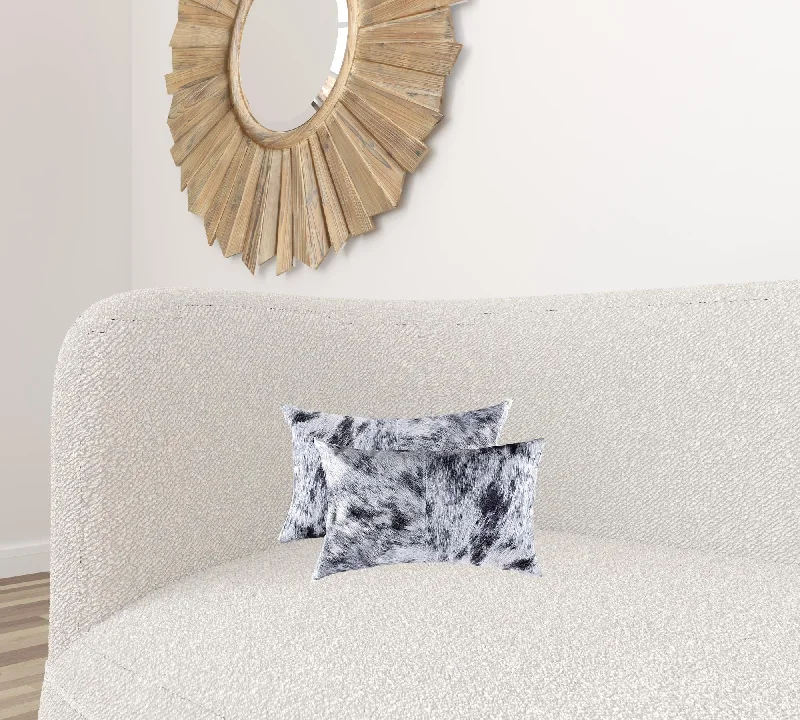Plush Pillows for a Cozy Bed12" X 20" X 5" Salt And Pepper Black And White Cowhide  Pillow 2 Pack