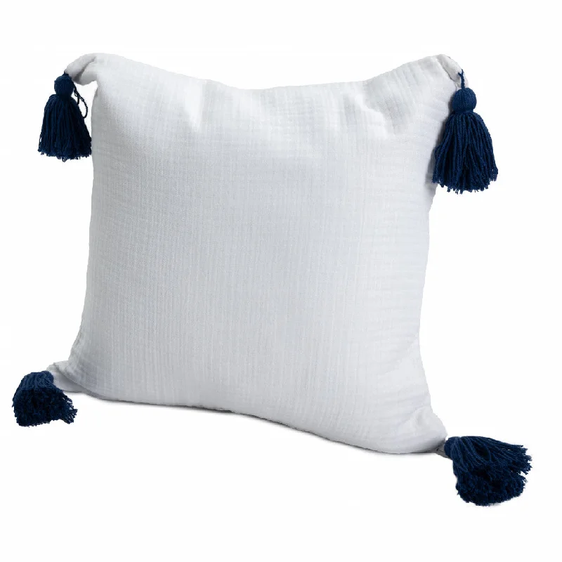 Cooling Pillows for Hot Sleepers20" X 20" White And Blue 100% Cotton Zippered Pillow