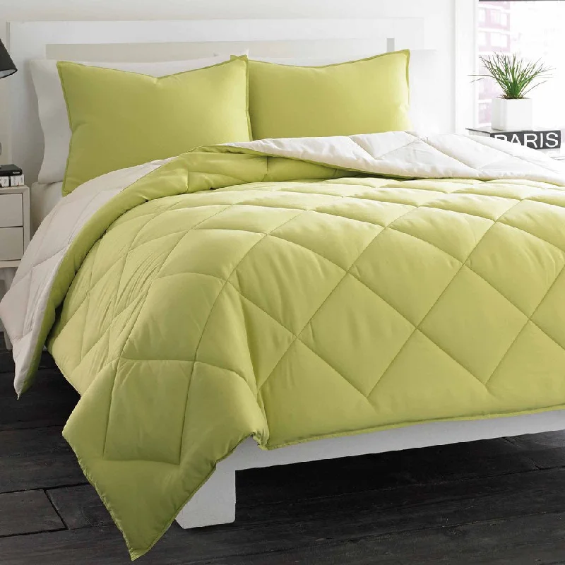 Bamboo - fiber - filled comforters with antibacterial and breathable qualitiesCity Scene Soft Green Reversible 3-piece Comforter Set