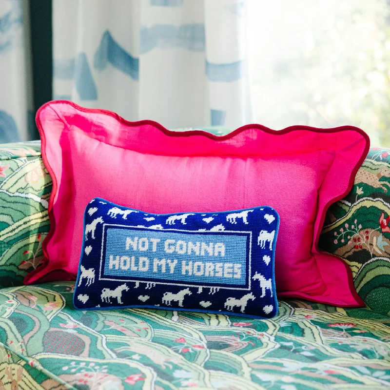 Square Pillows for Modern Home DecorHold My Horses Needlepoint Pillow