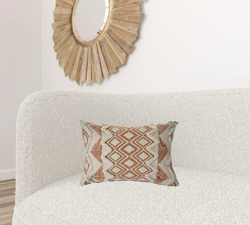 Lumbar Support Pillows for Car Seats14" X 36" Orange And Cream 100% Cotton Geometric Zippered Pillow Lumbar Support Pillows for Car Seats14" X 36" Orange And Cream 100% Cotton Geometric Zippered Pillow