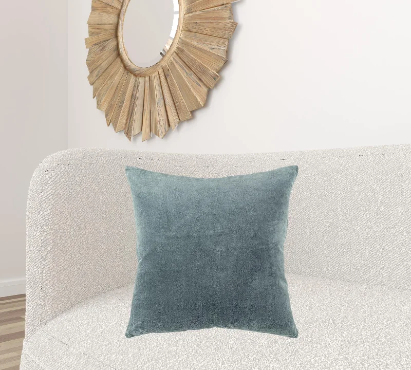 Round Pillows for Boho-Style InteriorsTeal Solid Reversible Cotton Velvet Throw Pillow