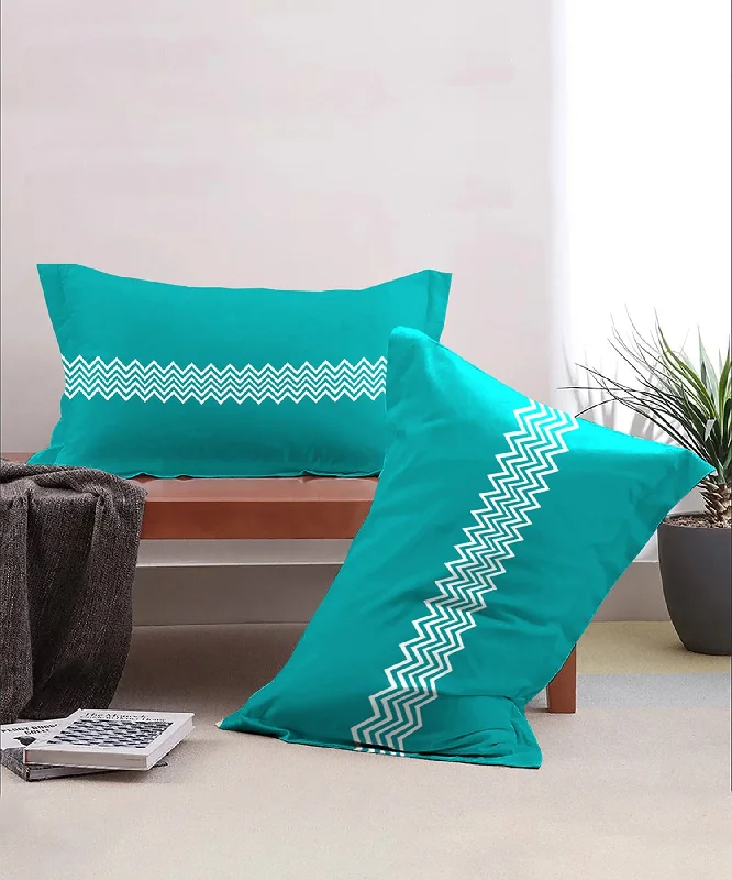 Cooling Pillows for Hot SleepersUrban Comfort Pillow Covers Set, 144 Tc,Trippy Triangles Blue