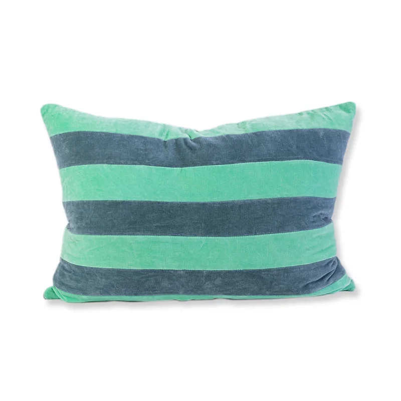 Orthopedic Pillows for Back Pain ReliefStriped Velvet Lumbar Pillow - Mint + Aqua - Case Only
