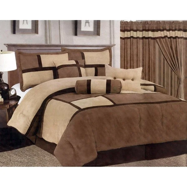 Synthetic - filled comforters like polyester for affordability and hypoallergenic propertiesChelsea Contemporary Microsuede and Polyester 7-Piece Comforter Set