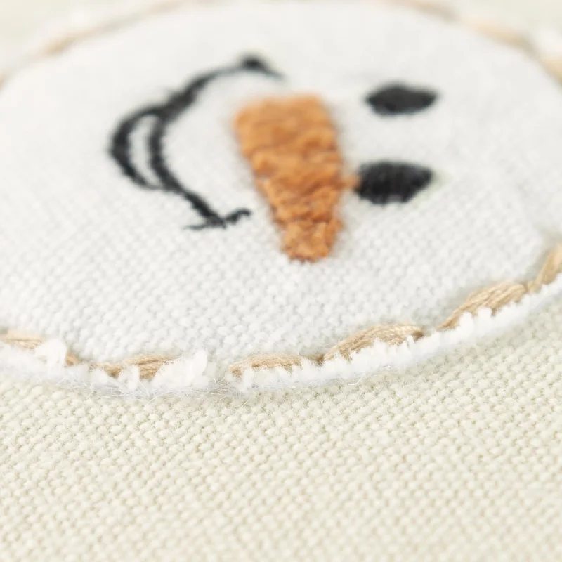 Silk Pillows for Smooth Skin and Hair14" X 20" Beige and White Christmas Cotton Pillow With Applique, Embroidery Edges