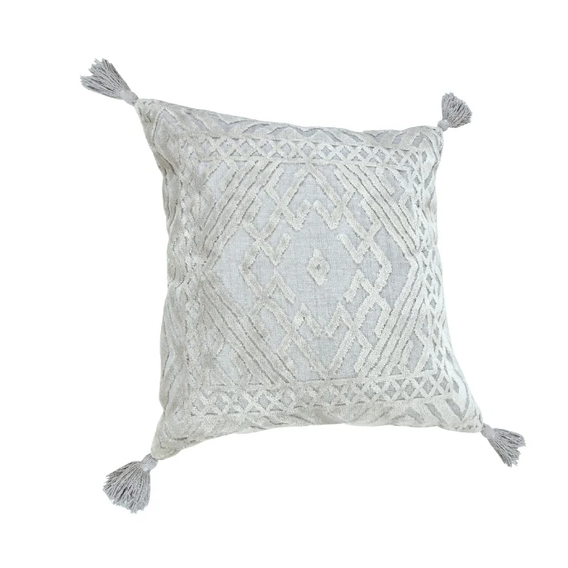 Round Pillows for Boho-Style Interiors20" X 20" Silver Gray And Light Gray Viscose Zippered Pillow Round Pillows for Boho-Style Interiors20" X 20" Silver Gray And Light Gray Viscose Zippered Pillow