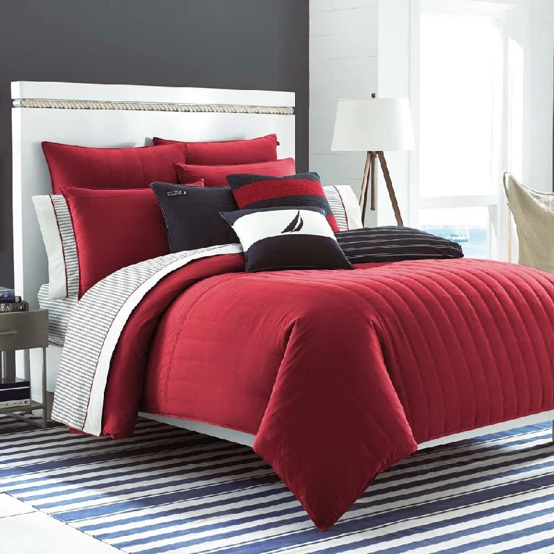 Wool - filled comforters with natural moisture - wicking and temperature - regulating featuresNautica Mainsail Red Reversible 3-piece Comforter Set