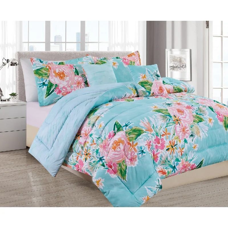 Queen - size comforters for standard queen - sized mattressesBARBARIAN by Barbra Ignatiev Digital Printed Boundless Floral 4/5pc Comforter Set