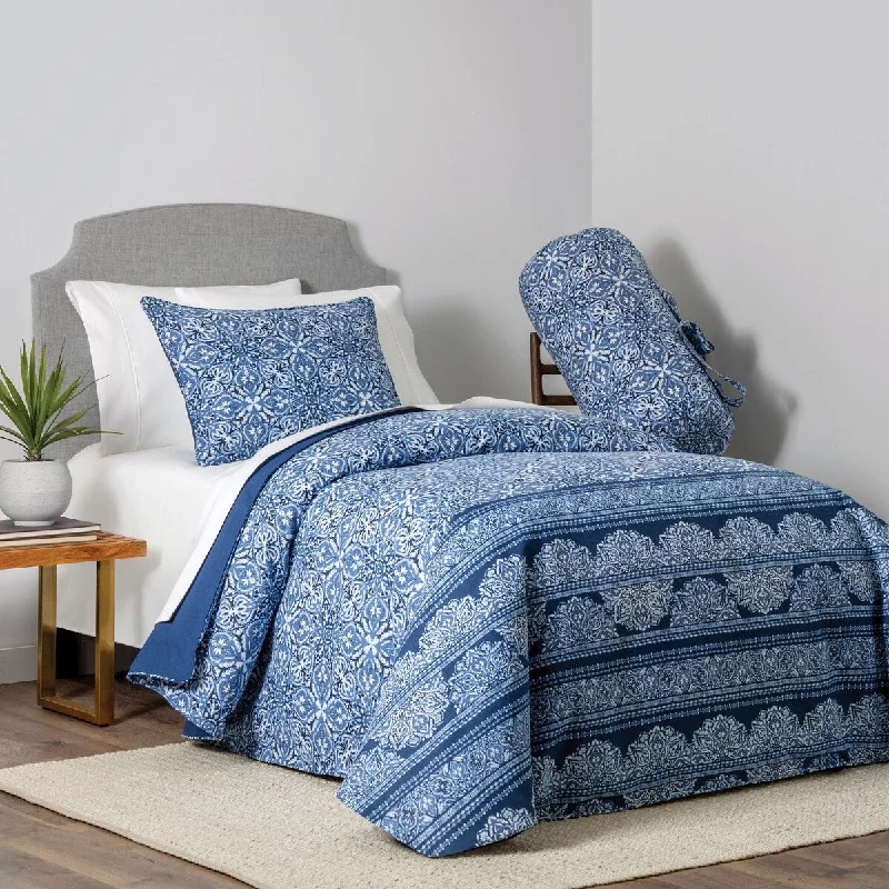 Cotton - filled comforters for a breathable and natural sleep experienceLauren 4-piece Denim Print Full/Queen Comforter Set