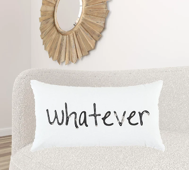 Decorative Pillows for Living Room MakeoverBlack and White Whatever Embroidered Lumbar Pillow