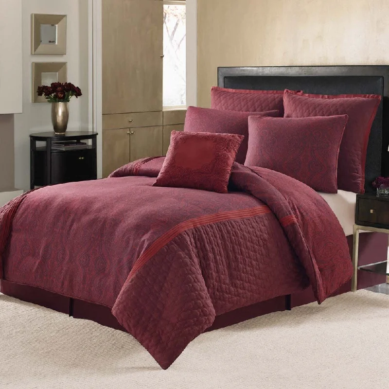 Synthetic - filled comforters like polyester for affordability and hypoallergenic propertiesNicole Miller Block Print Paisley 7-piece Comforter Set