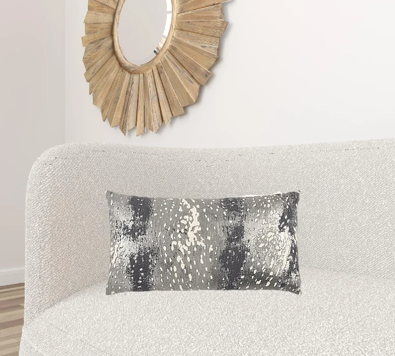 Lumbar Support Pillows for Car SeatsGray Silver Metallic Abstract Pattern Lumbar Pillow