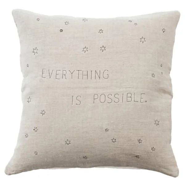 Firm Pillows for Side Sleepers***Pillow Collection - Everything Is Possible (Stone Washed Linen) - 24” x 24