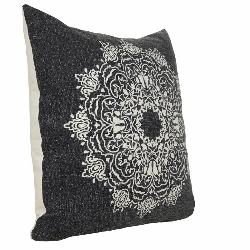 Hypoallergenic Pillows for Allergy Sufferers20" X 20" Jet Black And White 100% Cotton Geometric Zippered Pillow