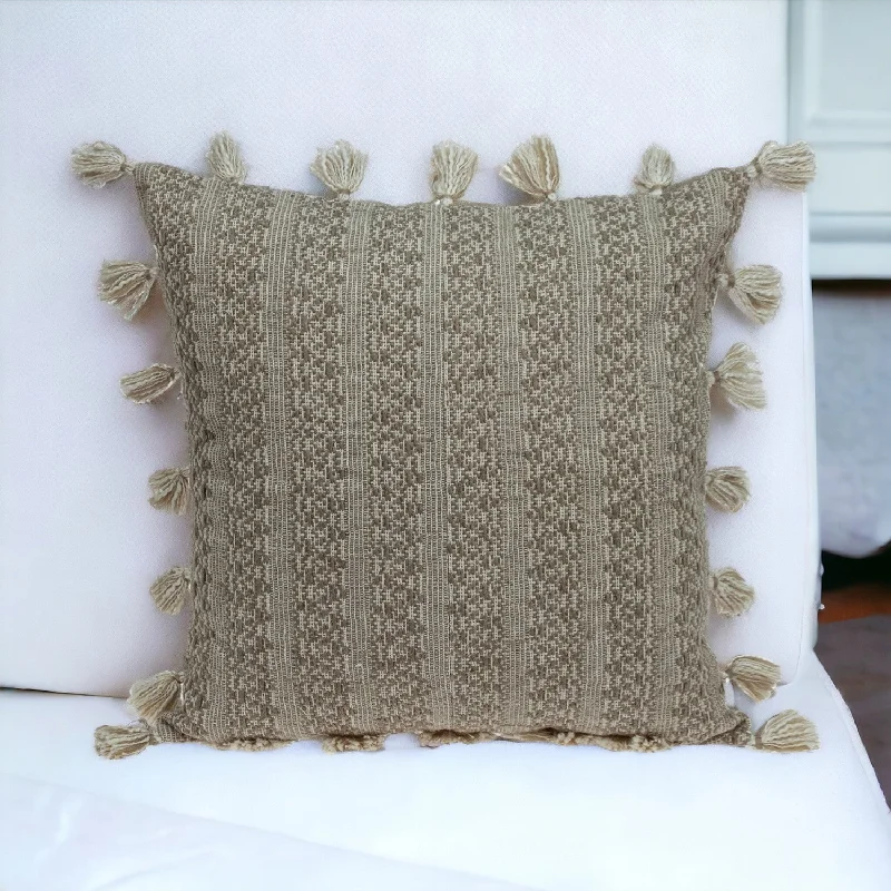 Round Pillows for Boho-Style InteriorsNeutral Sand Woven Throw Pillow