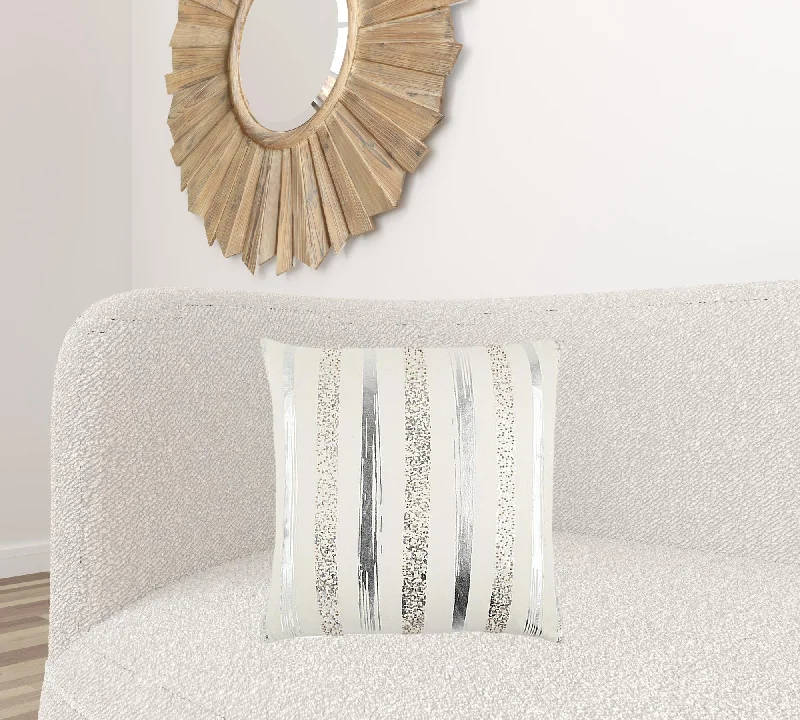 Down Alternative Pillows for Ethical ChoicesSilver and Gold Glam Stripe Beaded Throw Pillow Down Alternative Pillows for Ethical ChoicesSilver and Gold Glam Stripe Beaded Throw Pillow