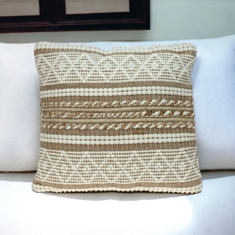 Kids Pillows with Fun DesignsLinen And Brown Jute Throw Pillow