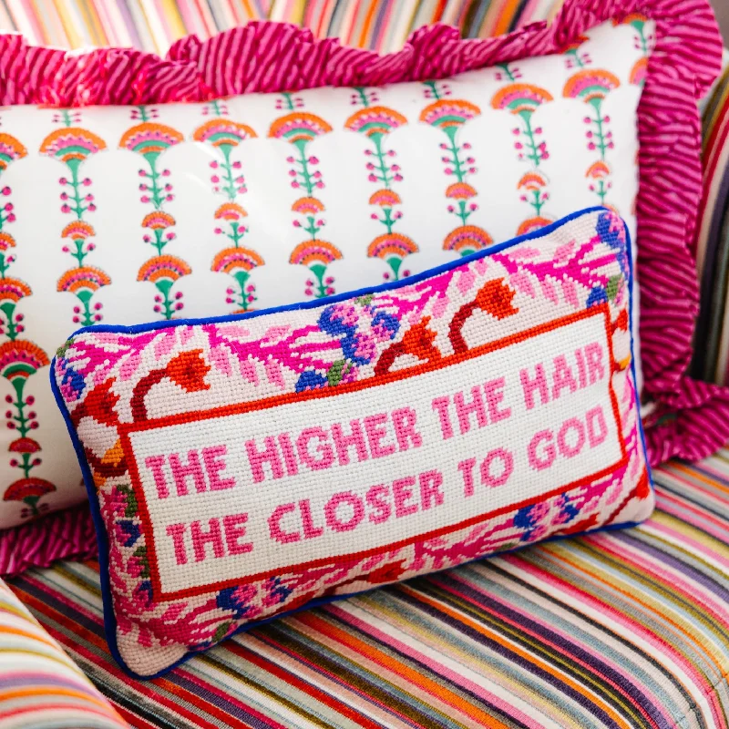 Soft and Fluffy Pillows for Bedroom ComfortHigher The Hair Needlepoint Pillow