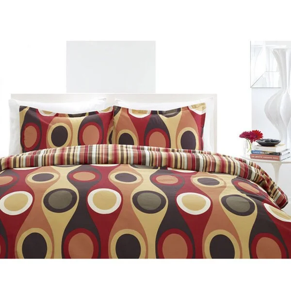 Cotton - filled comforters for a breathable and natural sleep experienceCity Scene Retro Radar Red 3-piece Comforter Set
