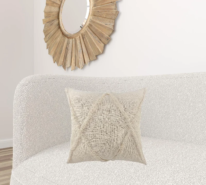 Soft and Fluffy Pillows for Bedroom Comfort20" X 20" Ivory 100% Cotton Zippered Pillow