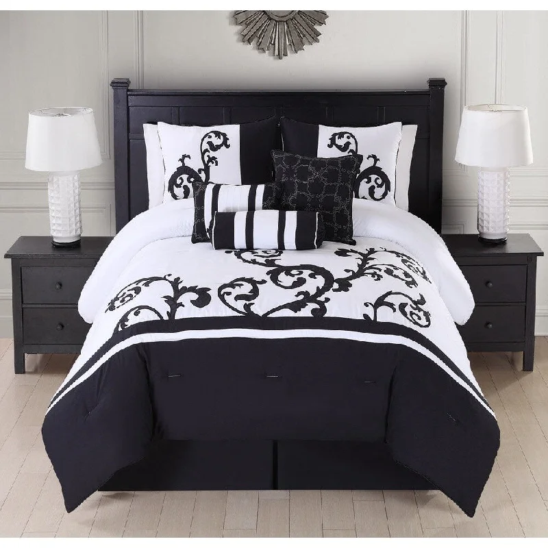 Queen - size comforters for standard queen - sized mattressesDasia 7-piece Scroll Comforter Set