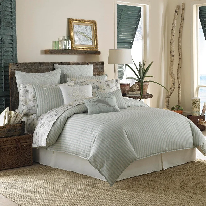 Synthetic - filled comforters like polyester for affordability and hypoallergenic propertiesTommy Bahama Surfside Stripe 4-piece Comforter Set