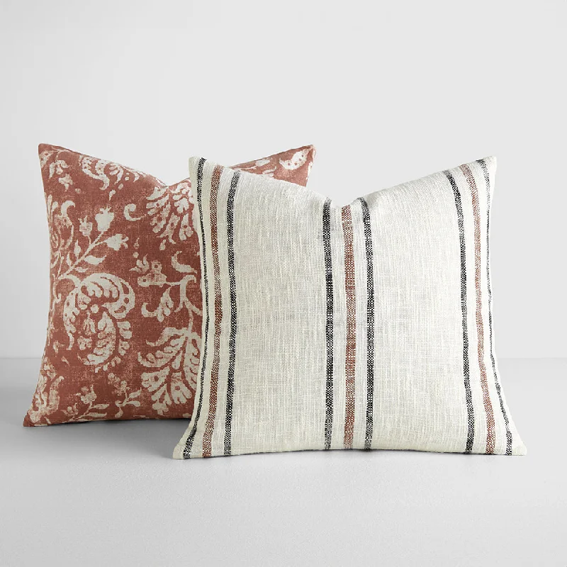 Pregnancy Pillows for Expectant Mothers2-Pack Yarn-Dyed Framed Stripe / Distressed Floral Decor Throw Pillows