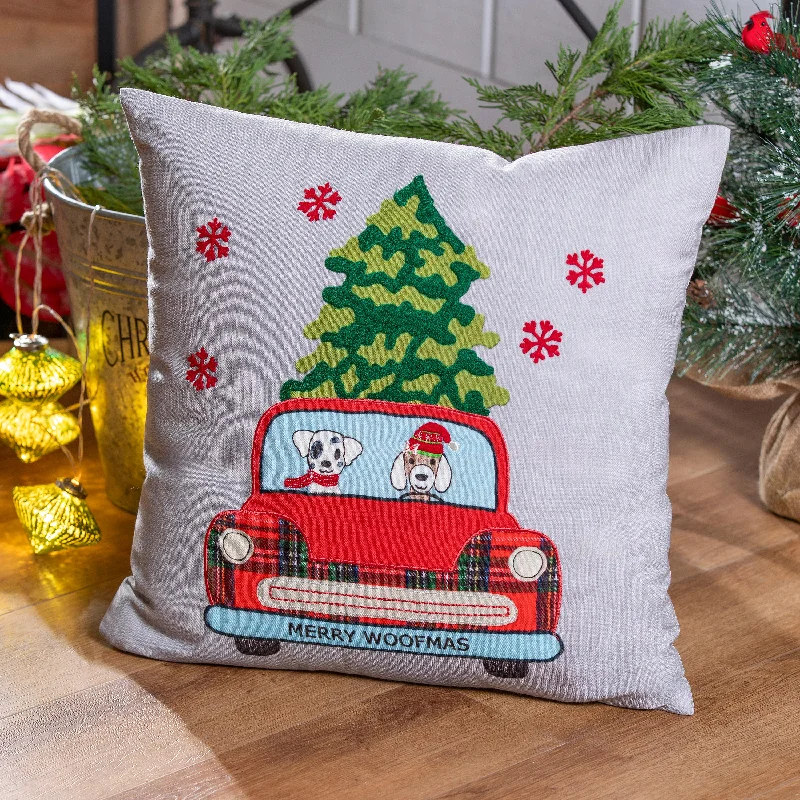 Feather Pillows for a Luxurious Sleep18.5" Red Truck with Dogs Square Pillow
