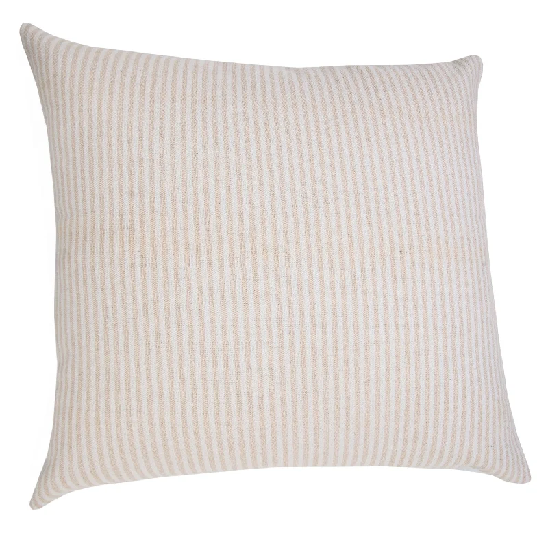 Plush Pillows for a Cozy Bed20" X 20" Beige And White 100% Cotton Striped Zippered Pillow
