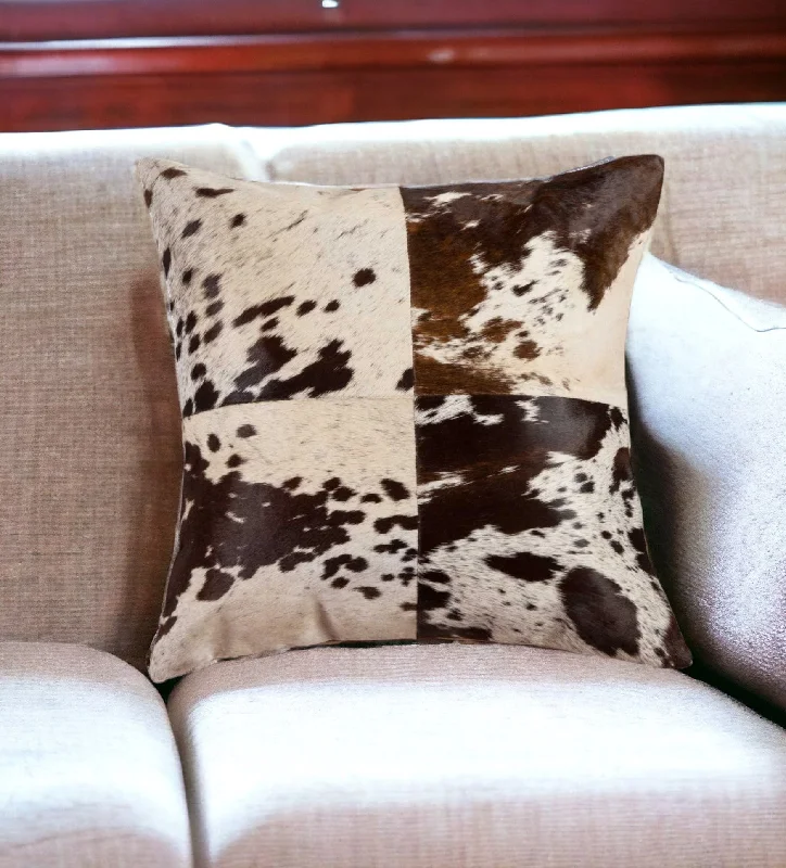 Bolster Pillows for Sofa Decoration18" X 18" White and Brown Cowhide Pillow