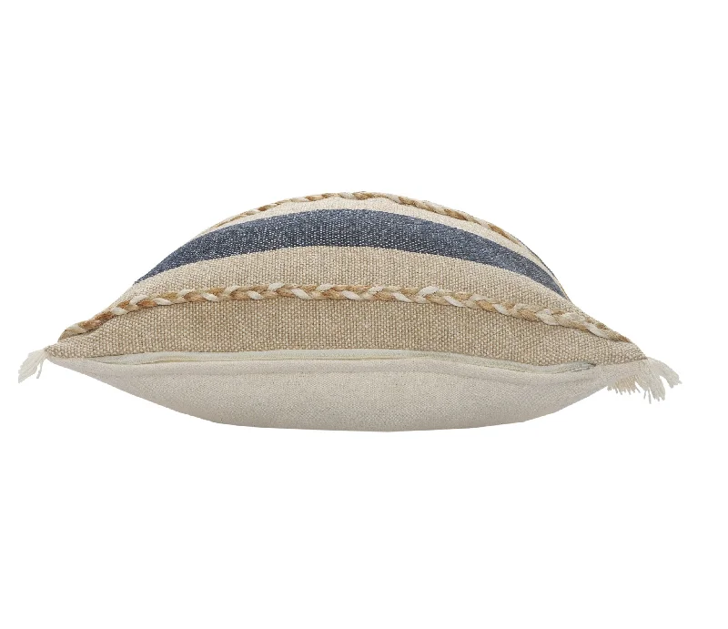 Bolster Pillows for Sofa Decoration24" Denim Blue Jute Throw Pillow